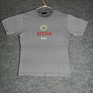 Vintage Siena Italia T-shirt Size Medium Made In Italy Striped Embroidered